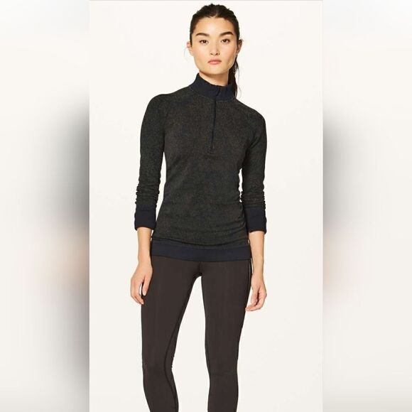 Lululemon Rest Less 1/2 ZipBlack / Armory (Green) Running Performance Wear | 10 - Picture 1 of 12